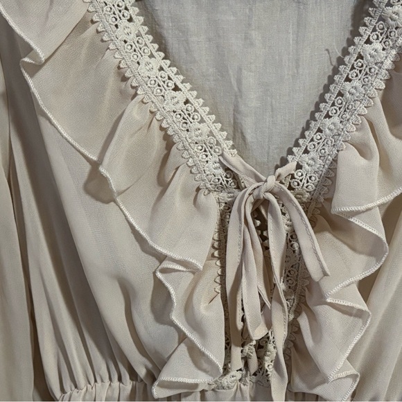 Cream Ruffle Mini Dress - Picture 2 of 4